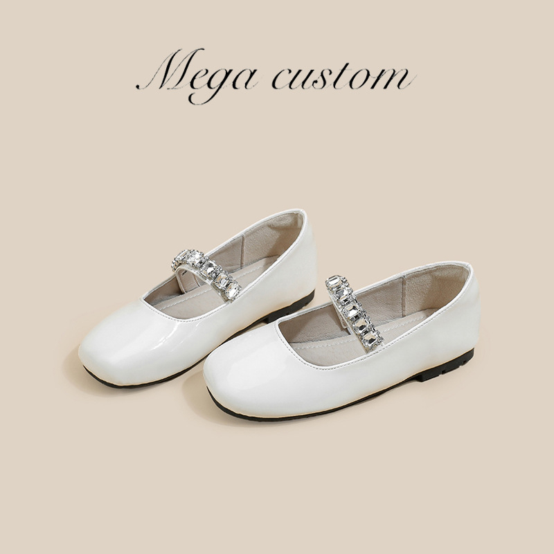 Cipele za djevojčice od mikrovlakana, Mary Jane slip-on, s kristalnim ukrasima, PU ulošak, gumeni potplat