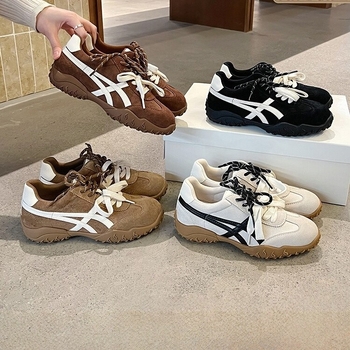 Ženske tenisice od prave kože s debelim potplatom za povećanje visine, visok dizajn 3–7 cm, gumena potplat, prednje vezivanje