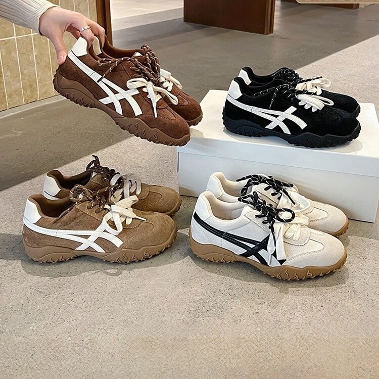 Ženske tenisice od prave kože s debelim potplatom za povećanje visine, visok dizajn 3–7 cm, gumena potplat, prednje vezivanje