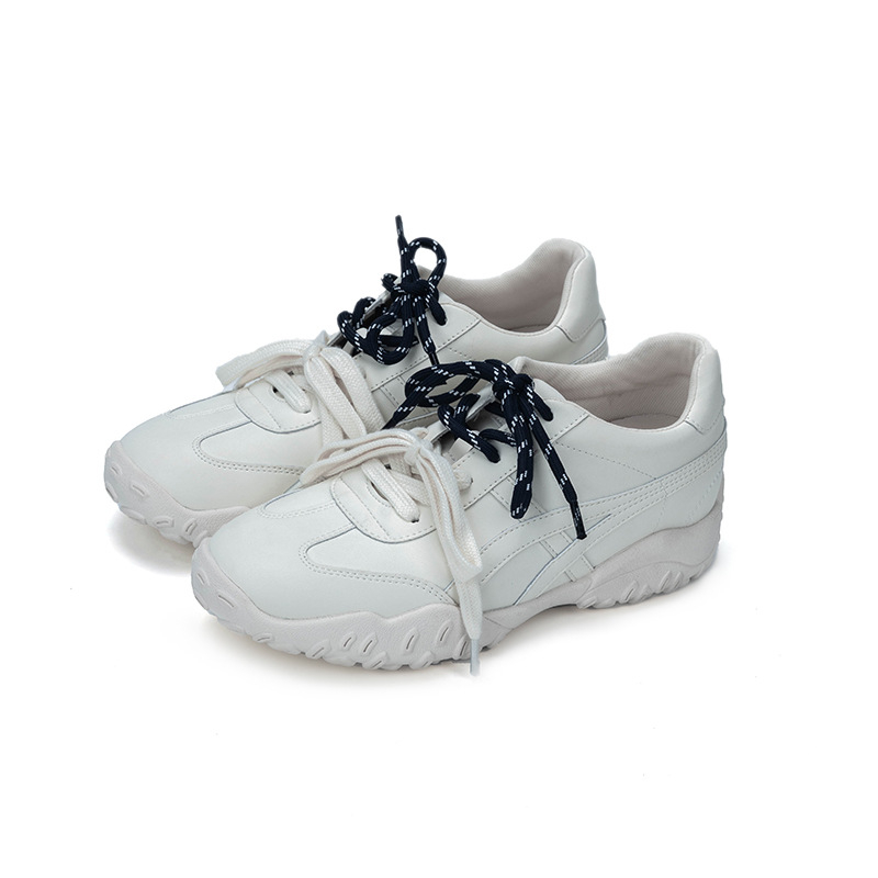 Ženske tenisice od prave kože s debelim potplatom za povećanje visine, visok dizajn 3–7 cm, gumena potplat, prednje vezivanje