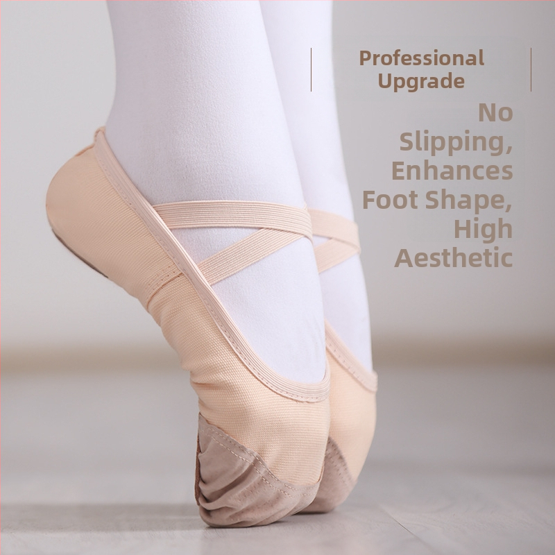 Plesne cipele za djecu i odrasle – platnene gornji dio, kožna potplata; dišuće, lagane, otporne na habanje; pogodne za balet i moderni ples