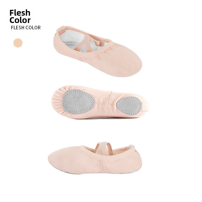 Dječje tenisice za jogu, gornji dio od platna, potplat od kože goveda, prozračne i lagane, za balet, moderni ples i latino ples