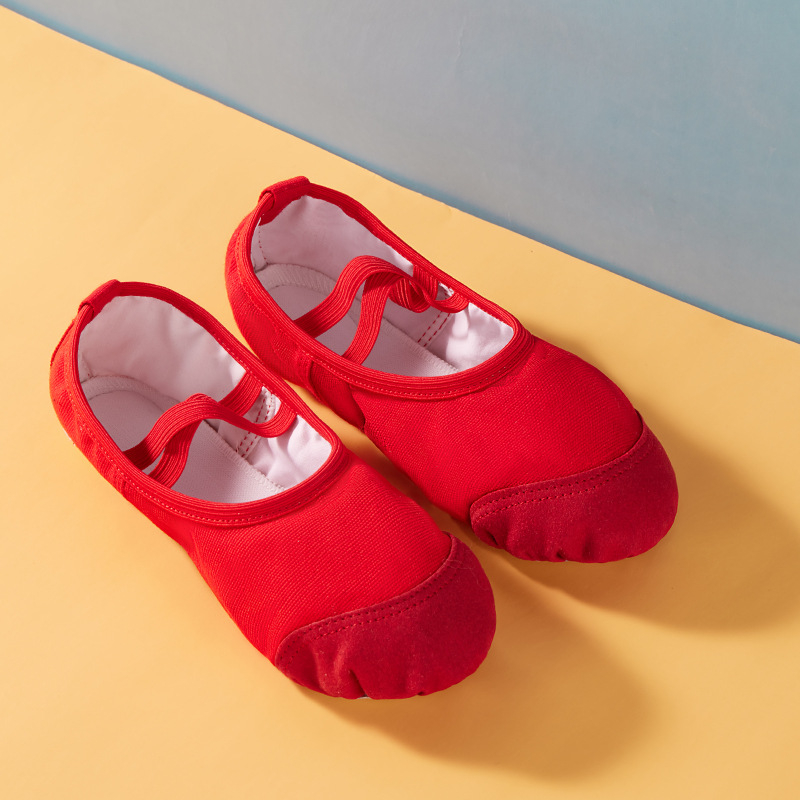 Dječje plesne cipele, gornji dio od platna, potplat od teleće kože, prozračne i lagane, za balet