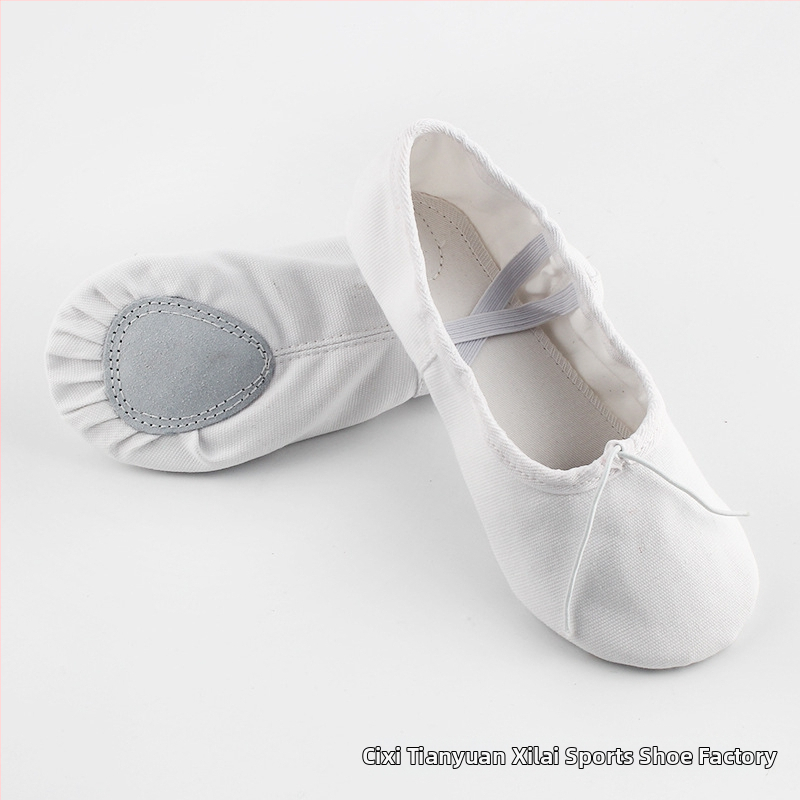Dječje plesne cipele za balet i yogu, gornji dio od platna i pamuka, kožna potplata, za balet, moderni ples i latino ples