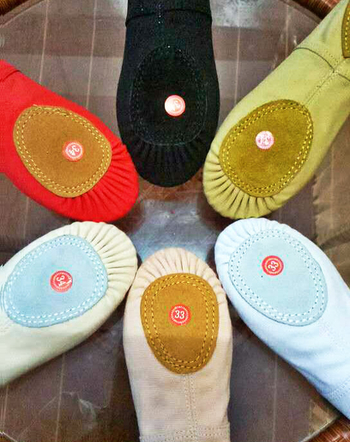 Dječje plesne cipele za balet, platneni gornji dio, kožna đonova