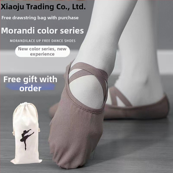 Xiaoju profesionálne baletné topánky pre deti a dievčatá, dizajn mačacích labiek, Morandi s mäkkou EVA podrážkou