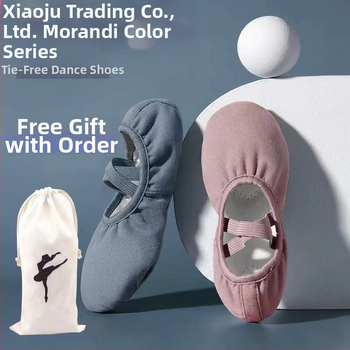 Xiaoju profesionálne baletné topánky pre deti a dievčatá, dizajn mačacích labiek, Morandi s mäkkou EVA podrážkou