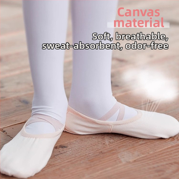 Baleto bateliai moterims ir mergaitėms su minkšta padu, drobės viršus, baleto treniruočių bateliai be odinio piršto
