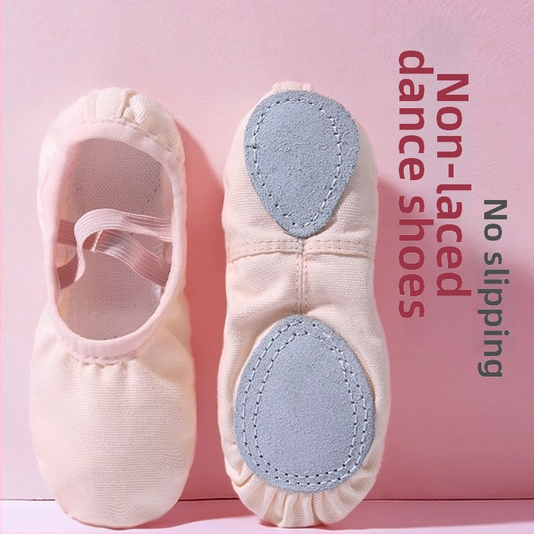 Baleto bateliai moterims ir mergaitėms su minkšta padu, drobės viršus, baleto treniruočių bateliai be odinio piršto