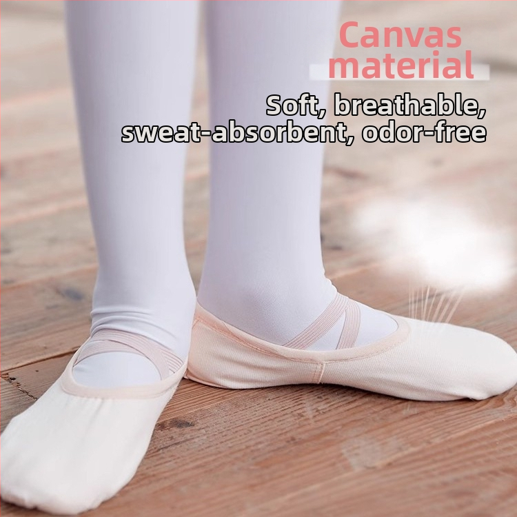 Baleto bateliai moterims ir mergaitėms su minkšta padu, drobės viršus, baleto treniruočių bateliai be odinio piršto