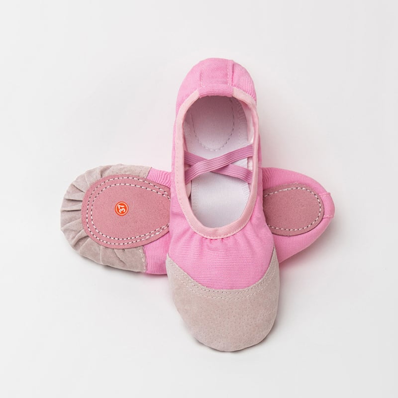 Παιδικά παπούτια χορού για μπαλέτο, μοντέρνους και λατινικούς χορούς — unisex, μαλακή σόλα, αναπνέοντα, ελαφριά (άνω μέρος: καμβάς, βαμβάκι; σόλα: βαμβακερός καμβάς; πάχος: μεσαίο)