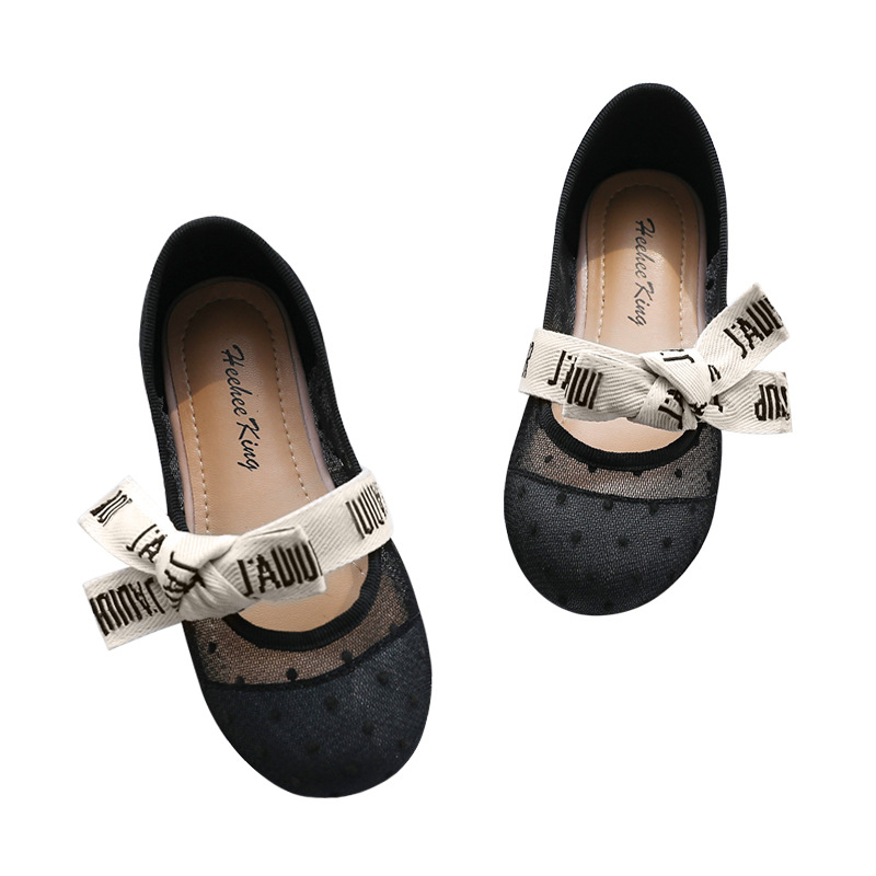 Mergaitei baleto bateliai su tinklo viršumi ir kaspinų – minkšta padas, kasdienio stiliaus, baletui, amžius 1–16 m