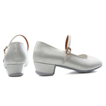 Pantofi de dans pentru fete — satin interior, profesionale pentru copii, dans modern, respirabili, talpă din piele de vită