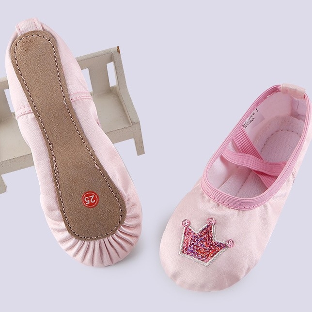 Dream Dream baletne cipele – Cat Claw Soft Soles, elastični rubovi, bez vezivanja, protuklizne za djevojčice, potplat od prave kože, za balet i moderni ples