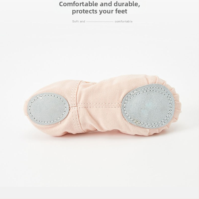 Gyerekeknek szóló táncipapucs, puha talppal, cipőfűző nélkül, macska mancsa mintázat, lélegző, csúszásmentes talp