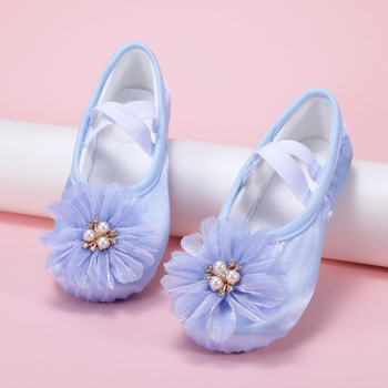 Pantofi de dans pentru fete, pentru scenă, talpă din piele, design ușor