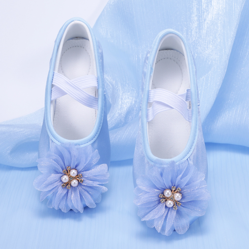 Pantofi de dans pentru fete, pentru scenă, talpă din piele, design ușor