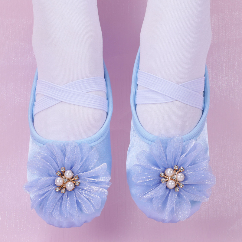 Pantofi de dans pentru fete, pentru scenă, talpă din piele, design ușor