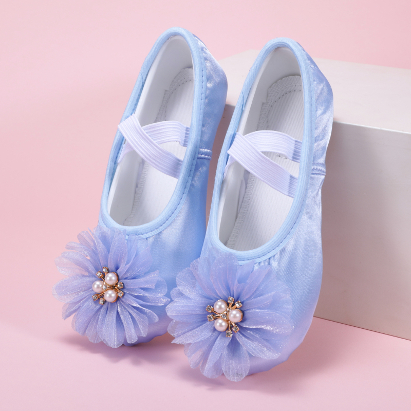 Pantofi de dans pentru fete, pentru scenă, talpă din piele, design ușor