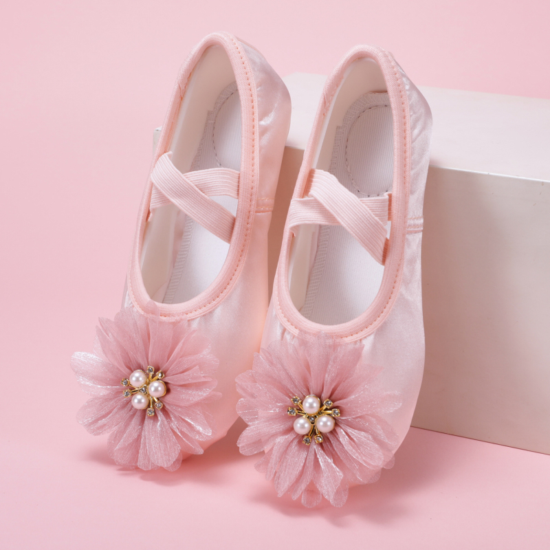 Pantofi de dans pentru fete, pentru scenă, talpă din piele, design ușor