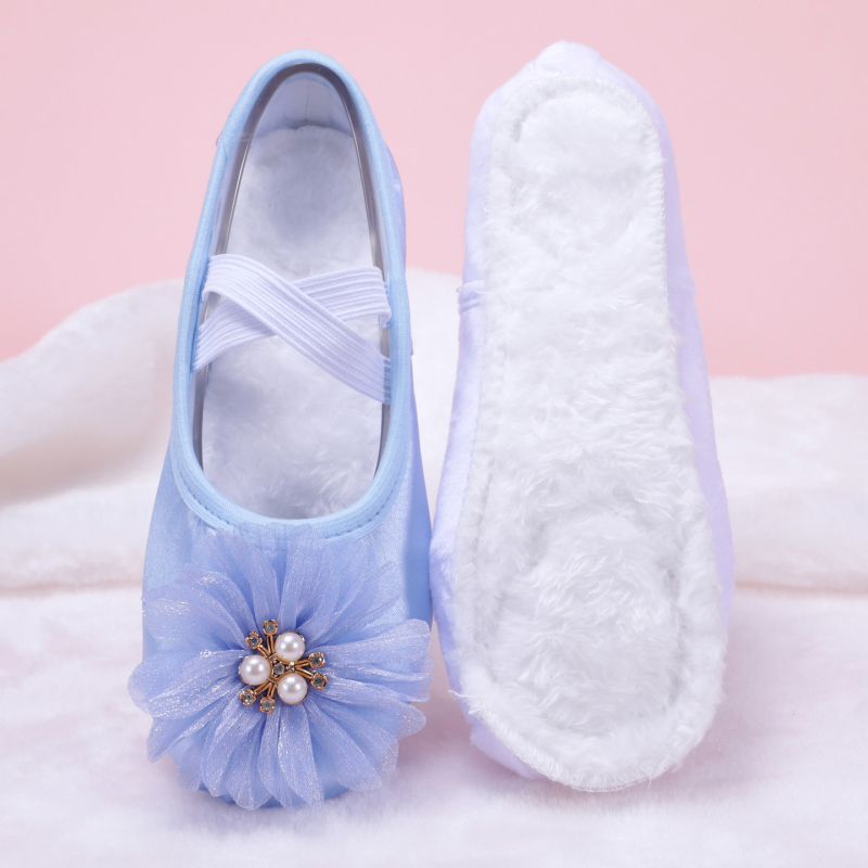 Pantofi de dans pentru fete, pentru scenă, talpă din piele, design ușor