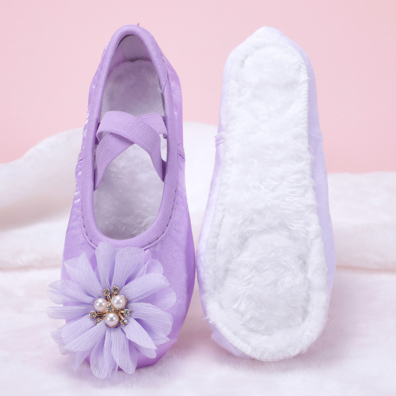 Pantofi de dans pentru fete, pentru scenă, talpă din piele, design ușor