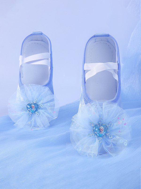 Pantofi de dans pentru copii, talpă moale pentru practică, partea superioară din mătase, ușori, rezistenți la uzură și cu amortizare