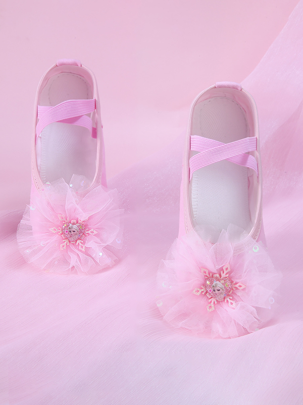 Pantofi de dans pentru copii, talpă moale pentru practică, partea superioară din mătase, ușori, rezistenți la uzură și cu amortizare