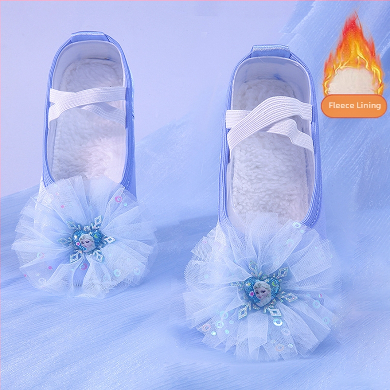 Pantofi de dans pentru copii, talpă moale pentru practică, partea superioară din mătase, ușori, rezistenți la uzură și cu amortizare