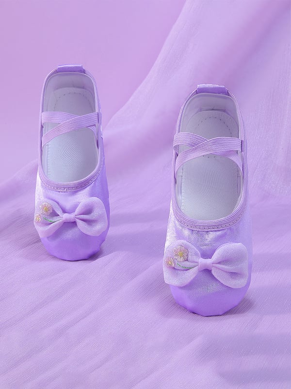 Pantofi de dans pentru fete, cu partea superioară de mătase și talpă complexă - ușori, rezistenți la uzură, absorbanti de șocuri, pentru balet și dans