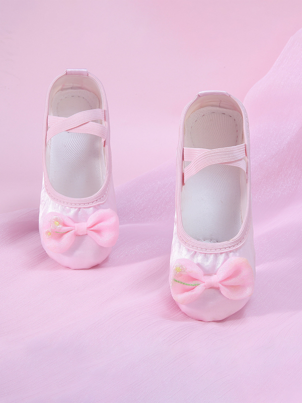 Pantofi de dans pentru fete, cu partea superioară de mătase și talpă complexă - ușori, rezistenți la uzură, absorbanti de șocuri, pentru balet și dans