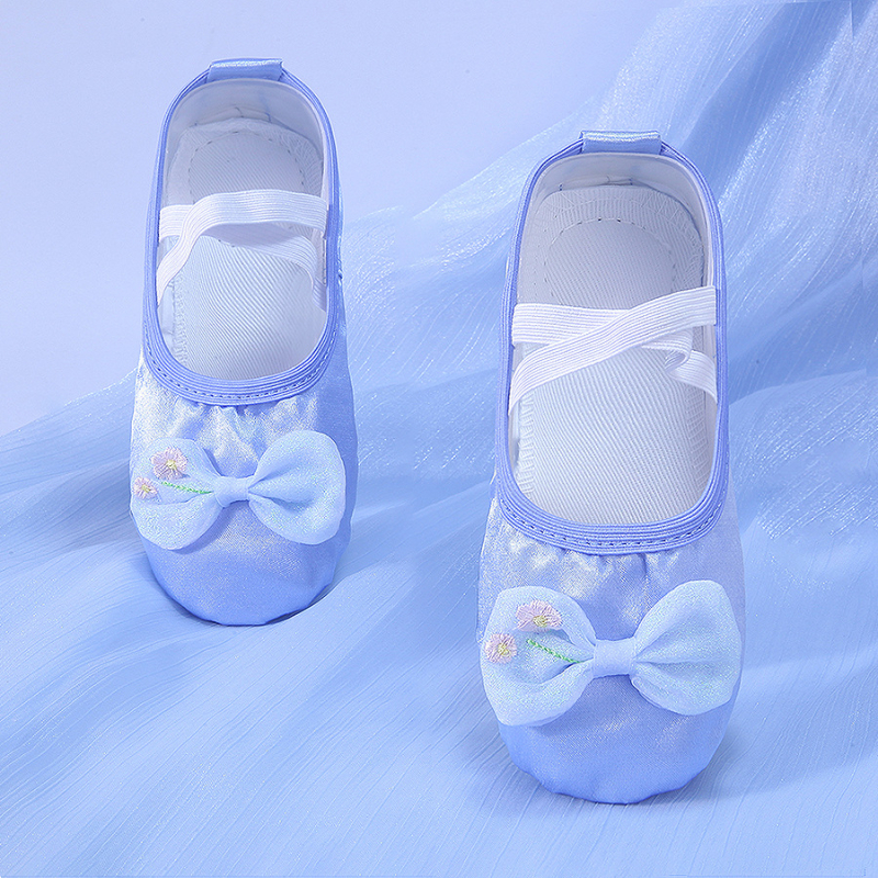 Pantofi de dans pentru fete, cu partea superioară de mătase și talpă complexă - ușori, rezistenți la uzură, absorbanti de șocuri, pentru balet și dans