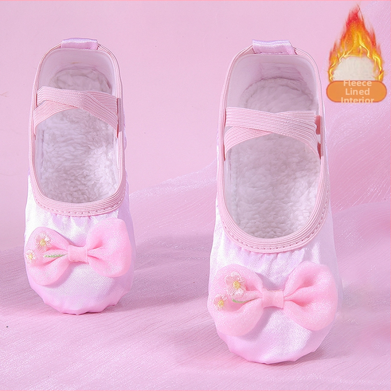 Pantofi de dans pentru fete, cu partea superioară de mătase și talpă complexă - ușori, rezistenți la uzură, absorbanti de șocuri, pentru balet și dans