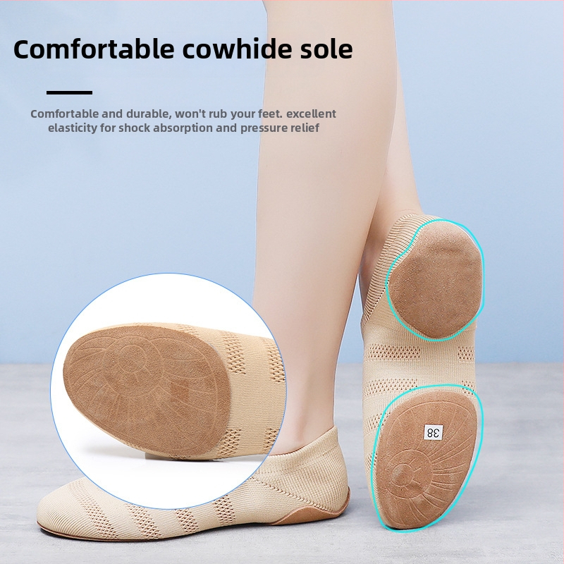 Pantofi de dans cu partea superioară din plasă, respirabili, ușori, talpă moale, pentru dansuri latino și jazz