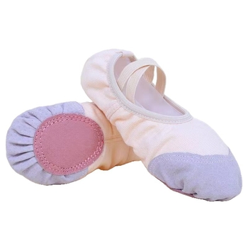 Pantofi de dans pentru copii – partea superioară din pânză, talpă din piele artificială, design îngroșat, fără șireturi, pentru balet și dans modern