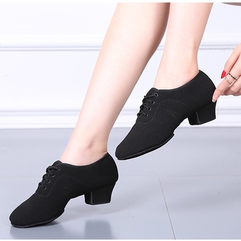 Pantofi de dans unisex pentru Latin, Modern și Balet, partea superioară din plasă cu Lycra, talpă din cauciuc, toc mediu