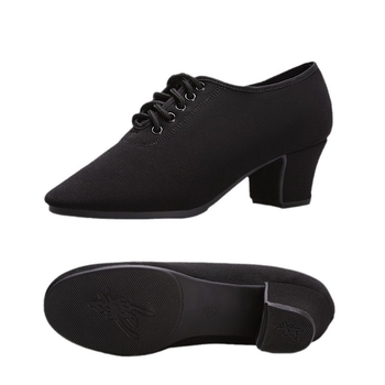 Pantofi de dans unisex pentru Latin, Modern și Balet, partea superioară din plasă cu Lycra, talpă din cauciuc, toc mediu