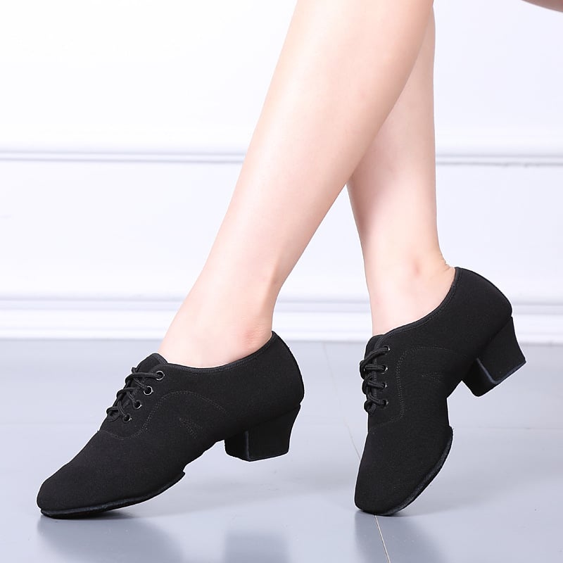 Pantofi de dans unisex pentru Latin, Modern și Balet, partea superioară din plasă cu Lycra, talpă din cauciuc, toc mediu