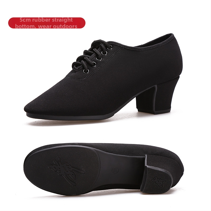 Pantofi de dans unisex pentru Latin, Modern și Balet, partea superioară din plasă cu Lycra, talpă din cauciuc, toc mediu