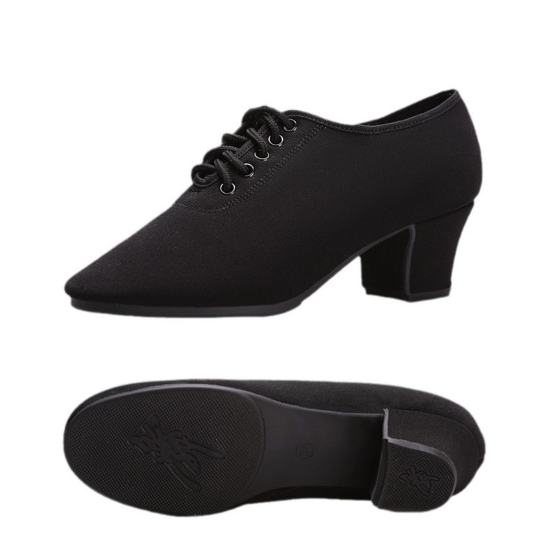 Pantofi de dans unisex pentru Latin, Modern și Balet, partea superioară din plasă cu Lycra, talpă din cauciuc, toc mediu