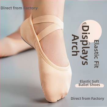 Baleto šokių bateliai moterims ir mergaitėms, elastinis audinys, be raištelių, minkšta padas, katės letenos dizainas