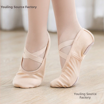 Baleto šokių bateliai moterims ir mergaitėms, elastinis audinys, be raištelių, minkšta padas, katės letenos dizainas