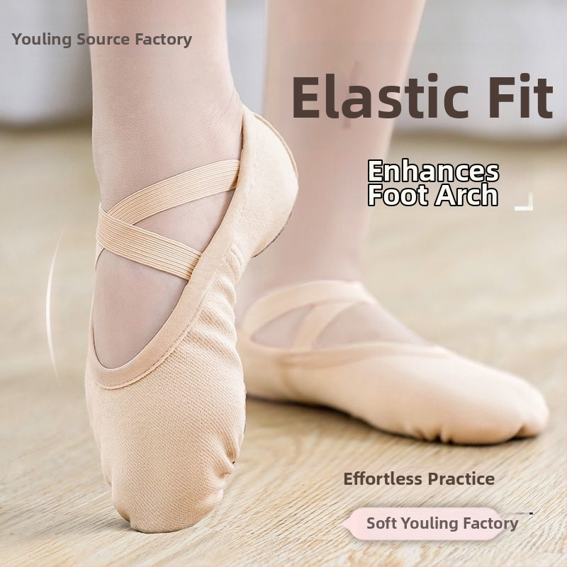 Baleto šokių bateliai moterims ir mergaitėms, elastinis audinys, be raištelių, minkšta padas, katės letenos dizainas