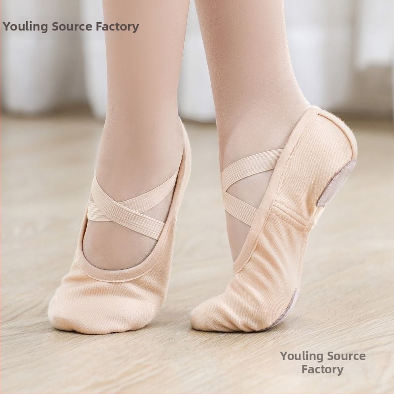 Baleto šokių bateliai moterims ir mergaitėms, elastinis audinys, be raištelių, minkšta padas, katės letenos dizainas