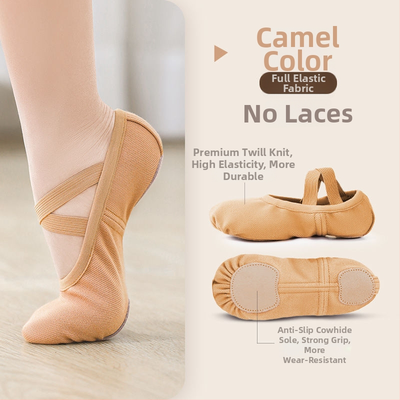 Baleto šokių bateliai moterims ir mergaitėms, elastinis audinys, be raištelių, minkšta padas, katės letenos dizainas