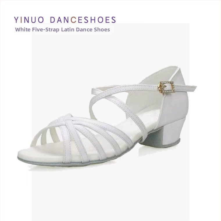 Παπούτσια λατινικού χορού για κορίτσια, αντιολισθητικά, ελαφριά, διαπνέοντα, τεχνητό δέρμα