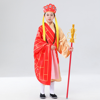 Dječji kostim Tang svećenika s Buddhinim perlama i Zen štapom, uključene cipele i čarape, unisex, kineski stil, poliester smjesa
