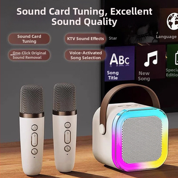 K12 Bluetooth karaokē mikrofons un skaļruņu komplekts - integrēta dziedāšanas mašīna, iebūvēta baterija, 5W/10W, 60Hz-15kHz, SNR ≥85dB