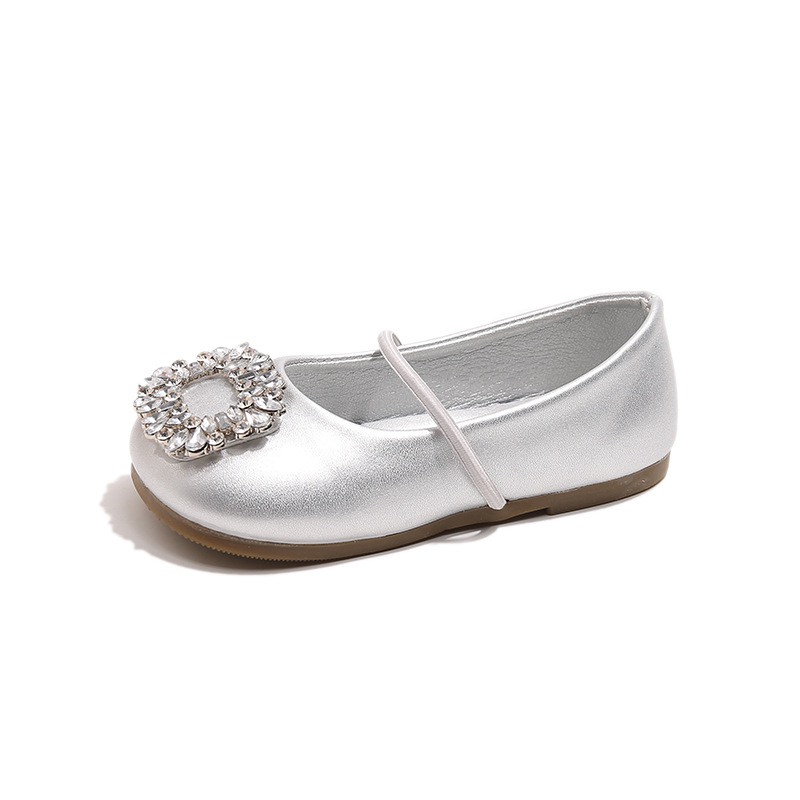 Dječje baletanke od PU kože sa rhinestones, zatvaranje Velcro, gumena potplata, prozračnost