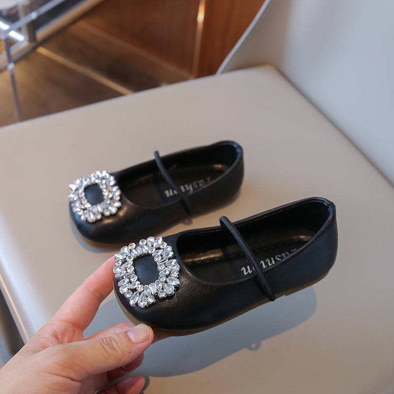 Dječje baletanke od PU kože sa rhinestones, zatvaranje Velcro, gumena potplata, prozračnost